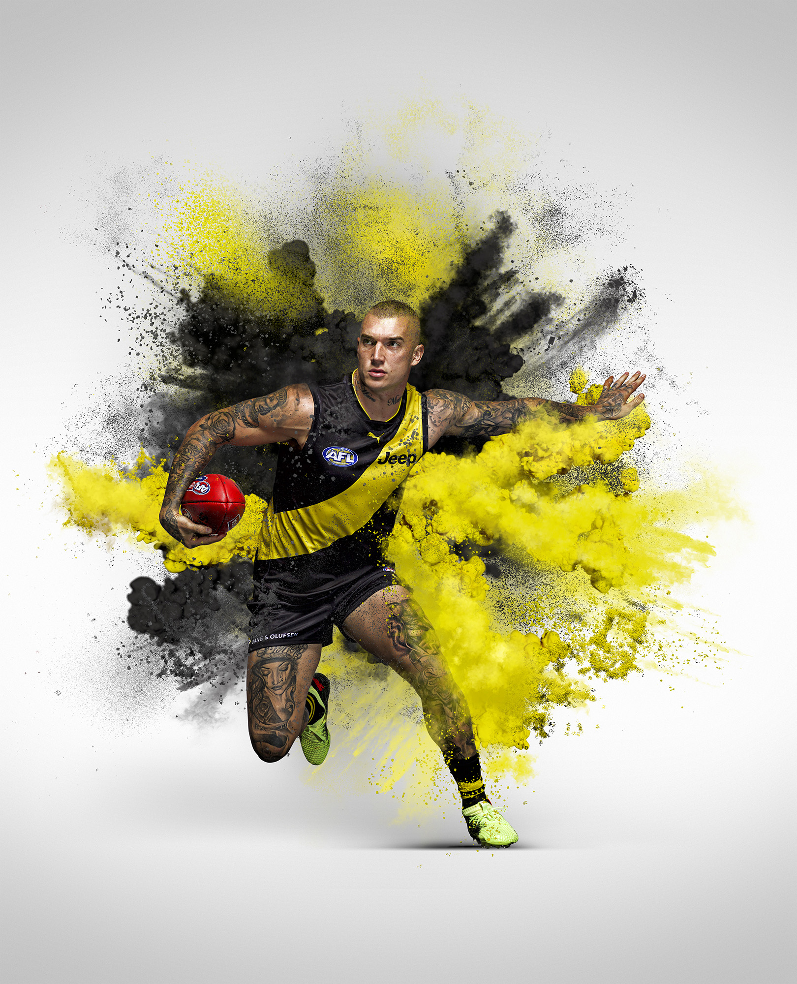 retouched image of AFL player